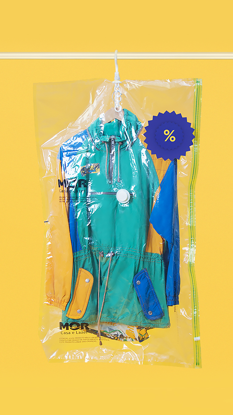 Pra proteger suas roupas e economizar dinheiro e espaço, compre o seu Organizador a Vácuo.
